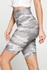 Vivian - Grey Camo Biker Shorts 8" (High-Waist) - FINAL SALE
