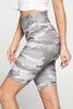 Vivian - Grey Camo Biker Shorts 8" (High-Waist)