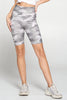 Vivian - Grey Camo Biker Shorts 8" (High-Waist) - FINAL SALE