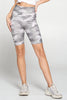 Vivian - Grey Camo Biker Shorts 8" (High-Waist)