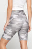 Vivian - Grey Camo Biker Shorts 8" (High-Waist) - FINAL SALE